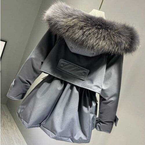 Fashion Hooded Faux Fur Collar Womens Clothing Big Pocket Down Jacket Female Winter Coat Woman Parkas Casacos Feminino ZJT46