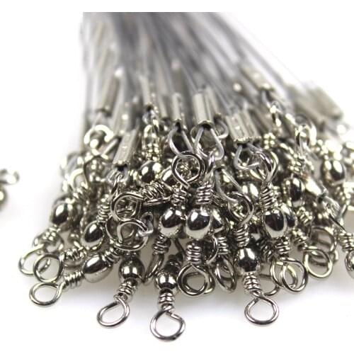 LEDIAO 20PCS/lot Anti Bite Steel Fishing Line Steel Wire Leader 13/23/28cm Fishing Accessories With Swivel Snap Hook Connector