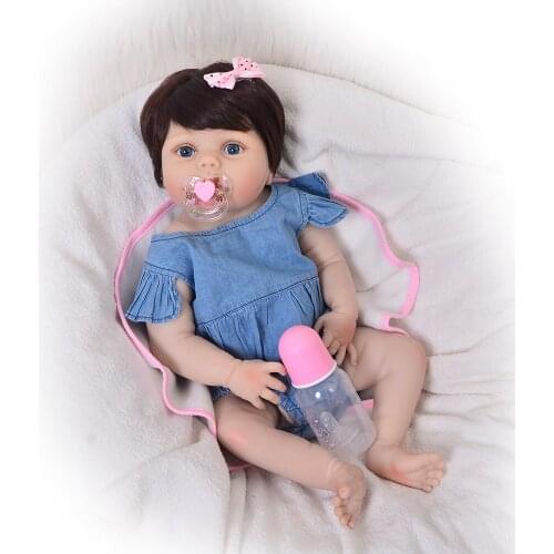 Fashion Jeans Girl 23 Reborn Dolls Babies Full Body Silicone Vinyl Simulation New Born Baby Dolls For Kids Birthday XMAS Gifts