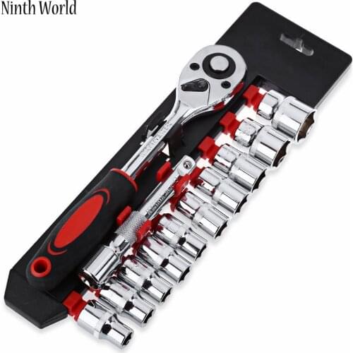 12 in 1 combination set vanadium steel Torque ratchet wrench set 1/4 "3/8" 1/2 "CR-V Universal Vehicle cycle Socket Wrench Kit