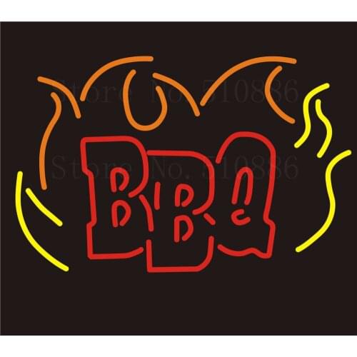 Custom NEON Sign Board BBQ Glass Tube Beer Party Bar Club Pub Display Store Shop Light Signboard Signage Signs 17*14"