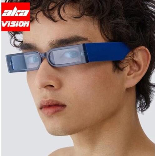 AKA VISION 2021 Rectangle Retro Sunglasses Men Luxury Brand Eyewear for Men/Women Small Glasses Men Retro Gafas De Sol Mujer