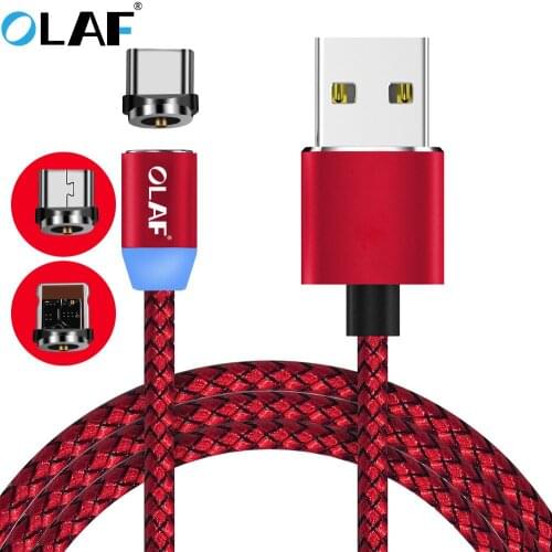 OLAF LED Magnetic USB Cable for iPhone Xs Max 8 7 6 & USB Type C Cable & Micro USB Cable for Samsung Xiaomi Huawei USB C