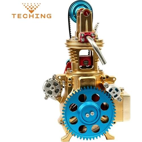 Full Metal Assembled Rechargeable Single Cylinder Gasoline Engine Model Building Kits Puzzle Teaching Assemble Toy