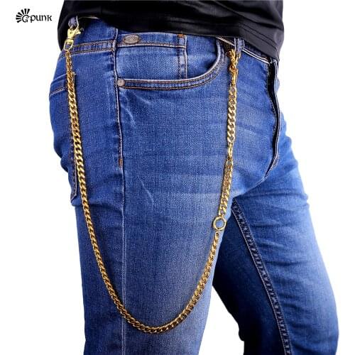Belt Waist Chain Gold color Pants Chain DIY Wallet chain for men black accessories male gift BC6G