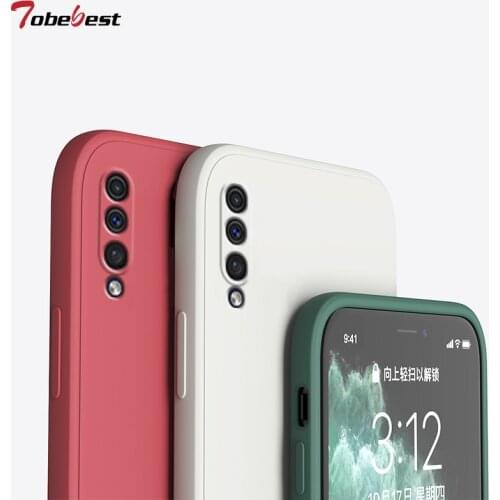 New Liquid Silicone Case For Samsung Galaxy A50 A70 A30S A50S Coque Camera protective Straight edge Back Cover