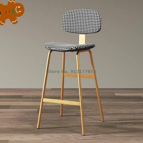 Nordic Houndstooth Bar Stools Coffee Shop High Stools Simple Wrought Iron Bar Stools Front Back High Chairs