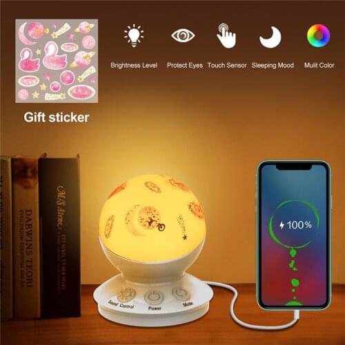 Sound Control LED Night Light With USB Charging Port Rechargeable RGB Dimmable Night Lamp For Baby Christmas Gift Battery Built