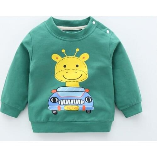 Boy Sweatshirt Cotton Kids Pullover Sweater Soft Fabric Long Sleeve Cartoon Color Green Fall Toddler Girl Sweatshirt Sweat Kids