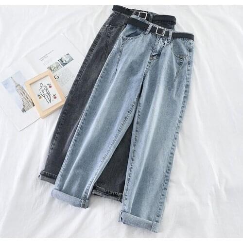 Jeans Loose Colorfast Cotton Women High Waist Pants for Daily Wear
