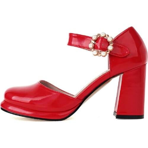 Luxury High Heels Shoes Women Ankle Straps D'Orsay Shoes Ladies Fashion Red Black Nude Heels Pumps Party Office Shoes Ladies