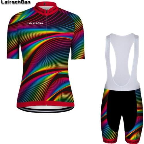 LairschDan Cycling Jersey Womens Short Sleeve Bib Set Summer MTB Quick-Dry Cycle Clothing Blusa Ciclismo Feminina Bike Clothes