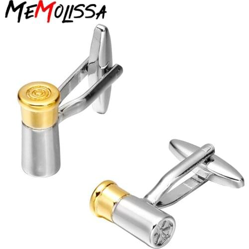 MeMolissa 3 pairs Cool Bullet Shaped Cufflinks For Men Jewelry Shirt CuffLinks Brand Golden Color CuffLink High Quality