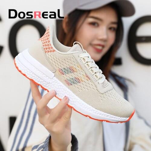Dosreal 2020 Spring New Arrival Women Casual Sneakers Shoes Breathable Mesh Comfort Fashion Shoes For Females Lace Flats Shoes