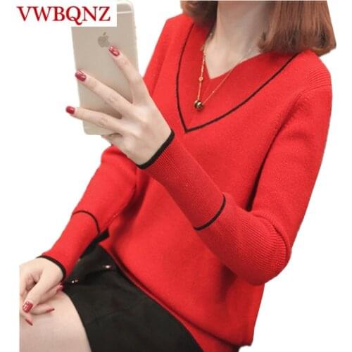 Warm Sweater Women Soft Pullovers 2019 Fashion New Autumn Winter Loose Tops V-neck Long-sleeve Knitted Sweater Coat Plus size 3X