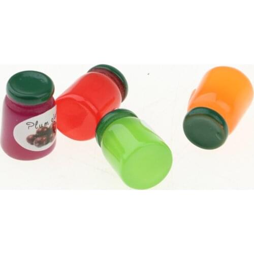 1/12 Dollhouse Miniatures 4 Bottles Canned Fruit Fruit Jam Resin Models