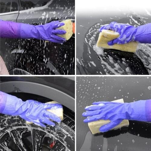 1 Pair Cleaning Gloves Kitchen Dishwashing Glove Extended Waterproof Rubber Warm Gloves ，Car Wash gloves, Car Cleaning