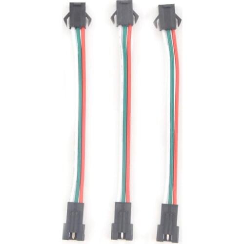 10pcs 3 pin JST SM Male to Female plug LED Connector Cable For WS2812B WS2812 WS2811 LED Strip Lamp with 10cm Long Wire