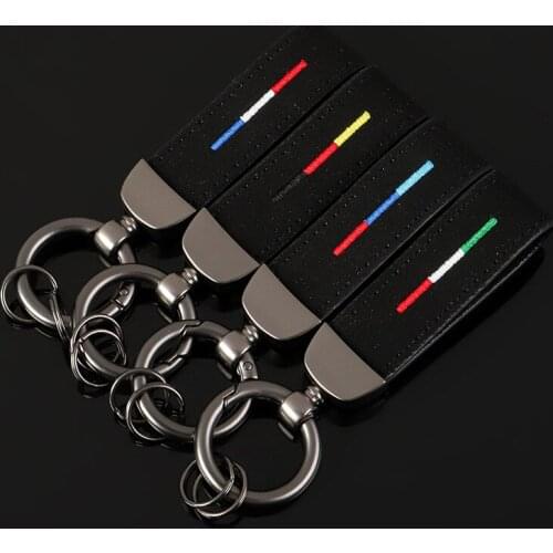 10pcs Car Rings Key Chain Leather Horseshoe Keychain Car Keyring for Sline RS AMG R for Benz for V W Car Keyring Gift