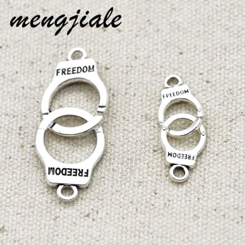 10pcs Vintage Alloy Metal Punk Style Handcuffs Freedom Charms For Necklace Jewelry Making Finding Accessories Wholesale
