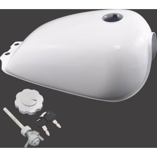 2.4 Gallon 9L White Fuel Gas Tank & Cover Keys Mounting Hardware Kit Fit For Suzuki GN 125 Motorcycle Tank