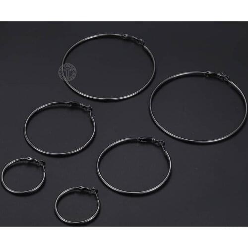 20mm 45mm 64mm Womens Hoop Earrings Black Color Big Round Circle Earrings Party Jewelry Simple New 2021 LGE227