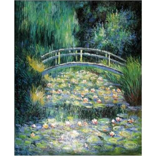 5D Diy Embroidery"Water Lilies And Japanese Bridge Claude Monet" Diamond Painting Picture Rhinestones Cross Stitch WG2184