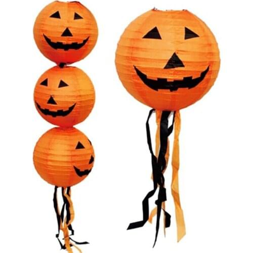 8 inch Halloween Paper Pumpkin Hanging Lights Lantern Decoration Party for Home Horror Halloween Decoration