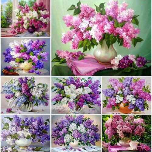 5D DIY Diamond Painting Full Square Flowers Cross stitch Diamond Embroidery Purple Lavender Picture Of Rhinestones Home Decor