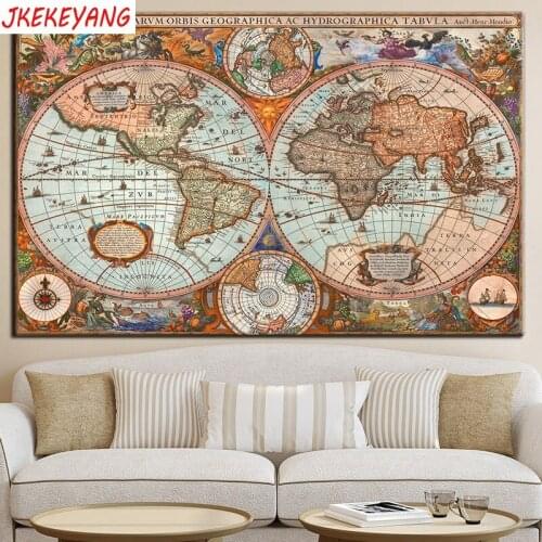 Full Square Drill 5D DIY Diamond Painting world map Embroidery Cross Stitch Mosaic Home Decor Y3637