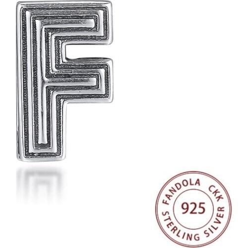 Beads Fit Pandora Bracelet 925 Sterling Silver Charm Reflexions Letter F Clip Bead Charms for Jewelry Making berloques prata
