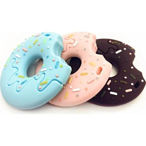 Baby Donuts Edible Grade Silicone Necklace Teether Donut Rattle Newborn Teething Nursing Safe Chewy Toy