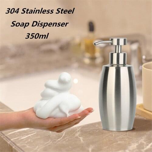 Kitchen Bathroom Stainless Steel Hand Soap Lotion Press Pump Dispenser 350ml Silver Soap Dispenser Liquid Bottle