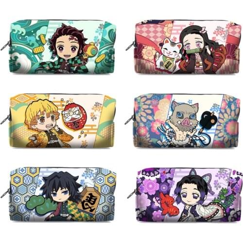 Kimetsu No Yaiba Demon Slayer Kamado Tanjirou Nezuko Cosplay Pen Pencil Case Cosmetic Makeup stationery Bag Gift