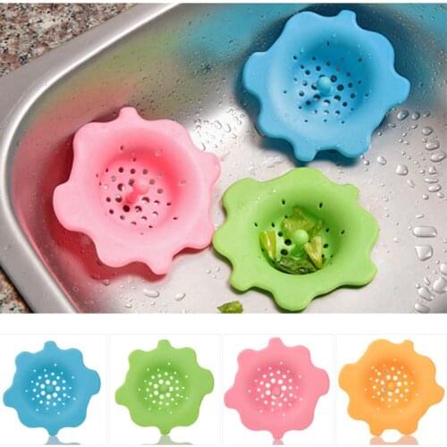 Candy Color Kitchen Flower Shaped Sink Water Filter Strainer Wash Drain Outfall Cover Rabbish Stopper Useful Kitchen Equipment