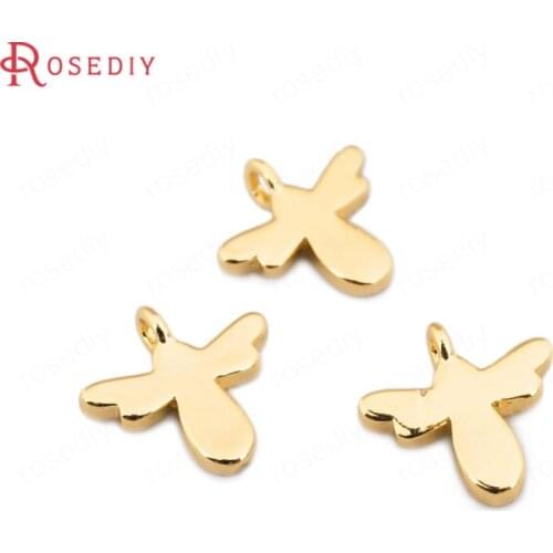 33561)10PCS 9.5*9.5MM 24K Gold Color Brass Angel Charms Pendants High Quality Diy Jewelry Findings Accessories wholesale