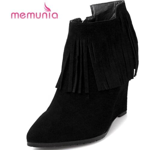 MEMUNIA Women's Wedge Ankle Boots