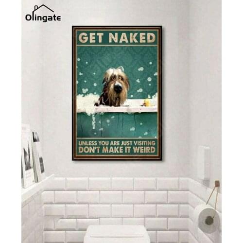 Mental Women Dogs Canvas Poster One Piece Wall Art Print Vintage Get Naked Retro Funny Bathroom Sign Canvas Painting Home Decor