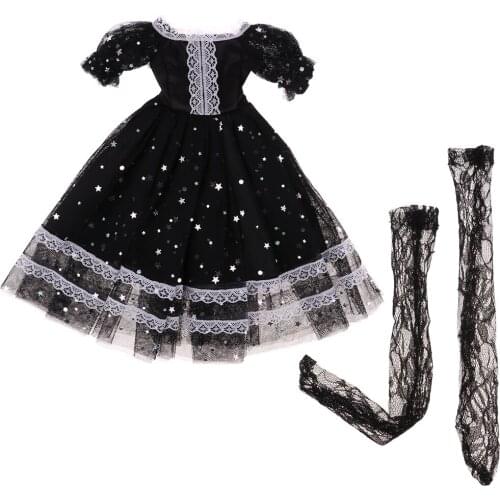 Cute Princess Gauzy Dress Skirt Doll Party Dress with Lace Stockings Fairy Skirt for 1/3 BJD Doll Girl Gift