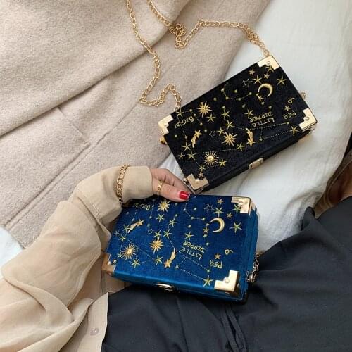 Fashion Square Crossbody Bags for Women 2020 New Starry Rivet Bag Shoulder Bag Designer Luxury Suede Purse Chain Velvet Bag