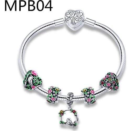MPB1 Fashion Star with Moon Charm alloy Bracelet Blue Crystal Glass Beads Bracelets & Bangles for Women Jewelry Gift DZ