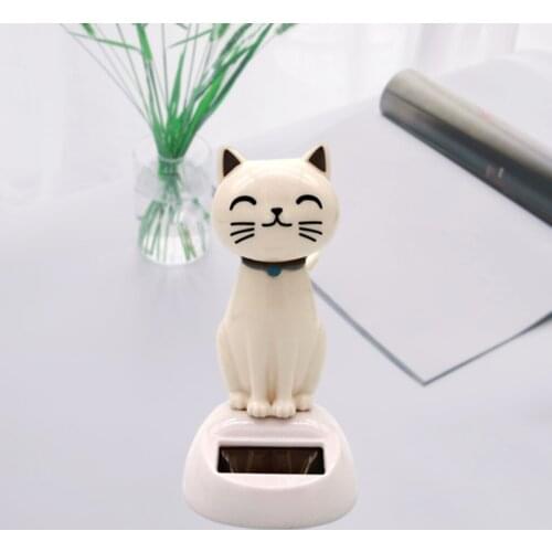 Solar Power Shaking Head Dancing Little Cat Desk Table Top Home Car Interior