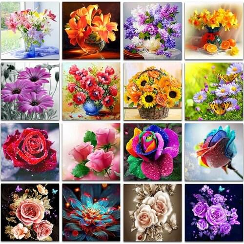 Kexinzu Full Square/Round Drill 5D DIY Diamond Painting "Colored flowers" 3D Embroidery Cross Stitch 5D Home Decor Gift YH45645