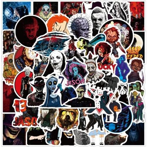 10/50pcs/pack Horror Movies Group Graffiti Stickers for Notebook Motorcycle Skateboard Computer Mobile Phone Cartoon Sticker
