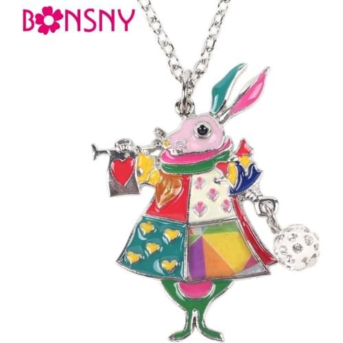 Newei Mouse Necklace Enamel Rabbit Pendant Zinc Alloy Plate New 2016 Fashion Jewelry For Women Statement Collar Accessories