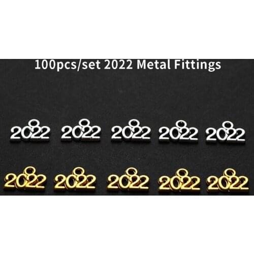 100pcs Wholesale Number 2022 Year Charms Alloy Metal Souvenir Pendant For DIY Handmade Jewelry Accessories Making 14*10mm