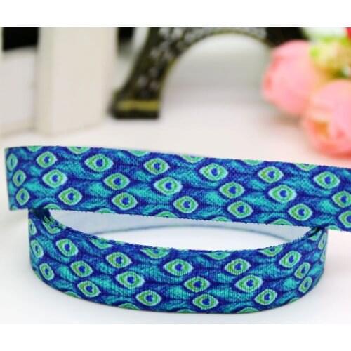 5/8'' Free shipping Fold Elastic FOE peacock printed headband headwear diy decoration wholesale OEM D487