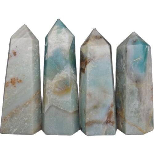 Natural Caribbean Calcite Quartz Crystal Point Blue Aragonite Single Terminated Tower Chakra Healing Gemstone Home Decor 1pc