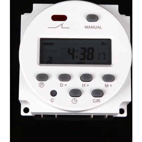 2pcs CN101A 16A 220V AC Input Digital Timer Switch LCD Display Weekly Programmable Electronic Timer Relay