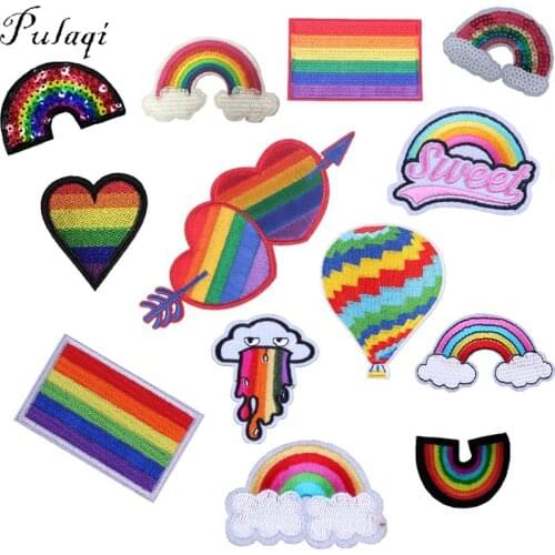 Pulaqi Lgbt Flag Rainbow Iron On Patches For Clothing Patch Gay Pride Patch Sticker On Bags DIY Embroidered Appliques E